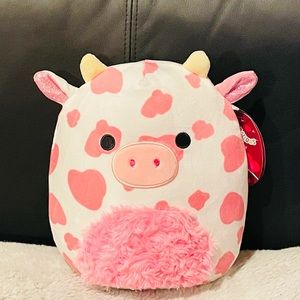 8” Evangelica Pink Spotted Cow Valentine’s Squishmallow